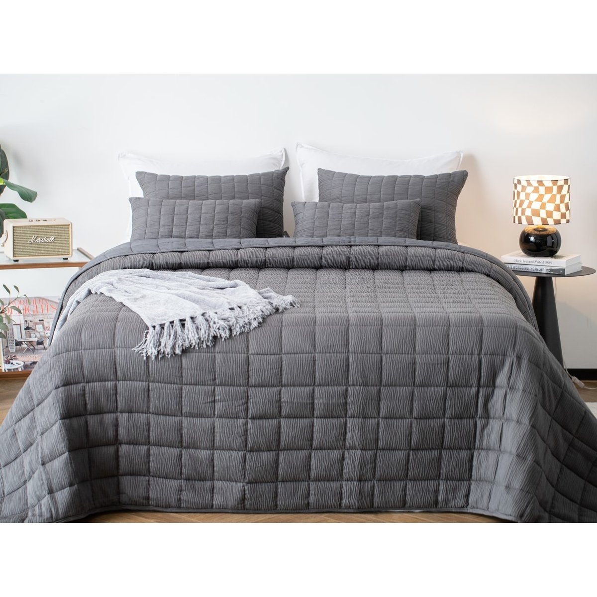Housse de coussin Reza anthracite, DUTCH DECOR