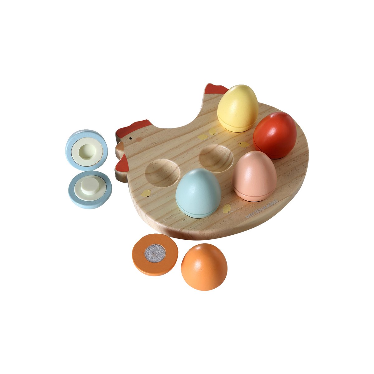 Poule avec ses oeufs à formes en bois FSC® bois, VERTBAUDET