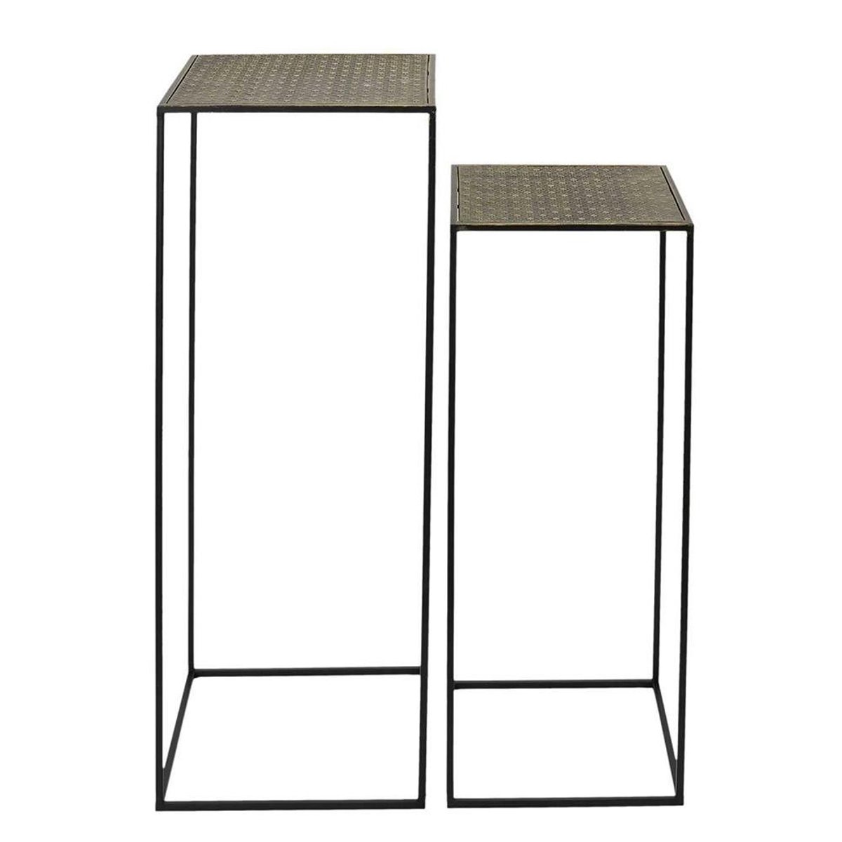 Lot de 2 sellettes gigognes métal martelé Mirage noir, DECORATIE