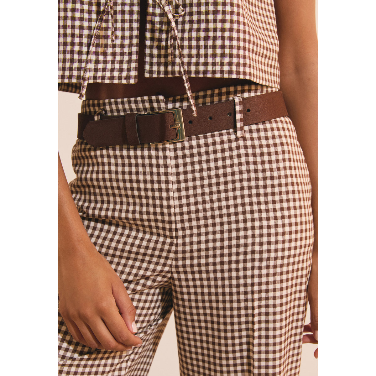 Pantalon à carreaux A PARAMY CRX chocolat, ETAM