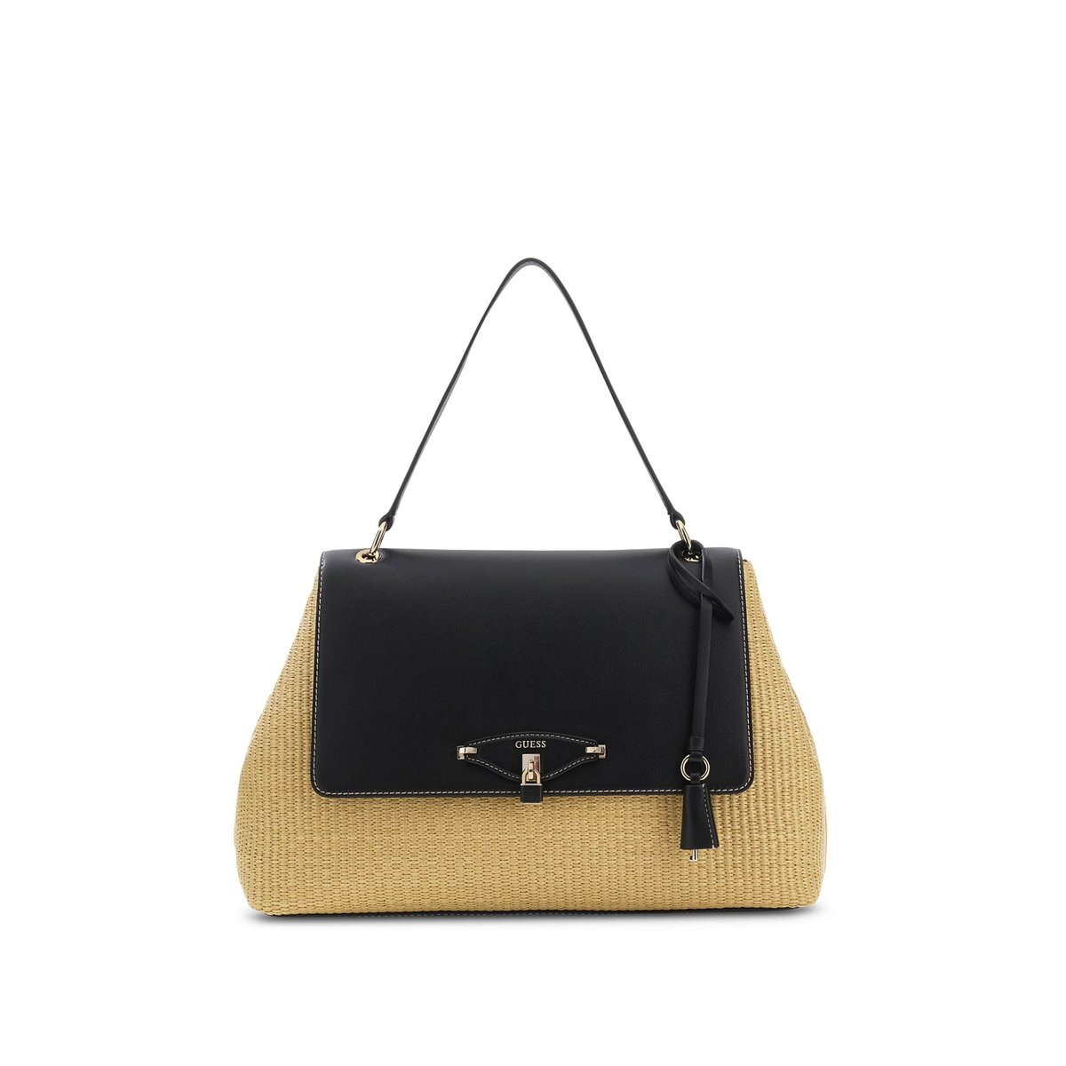 Sac À Épaule Maggie Straw noir, GUESS