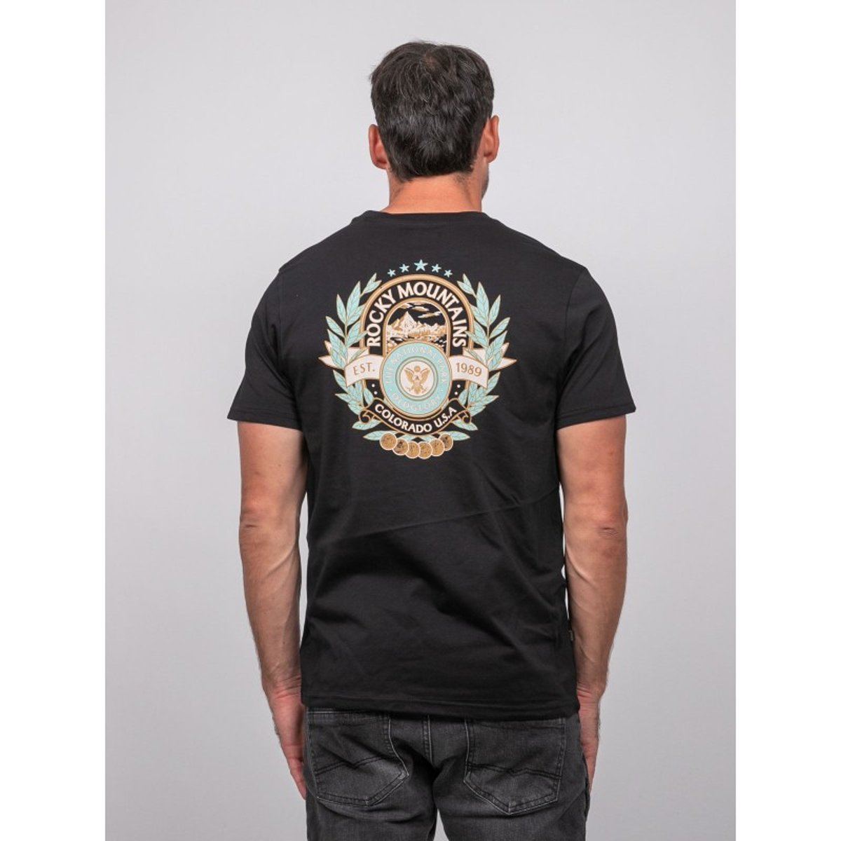 T Shirt Manches Courtes Coton Motif Dos Jargus noir, RITCHIE