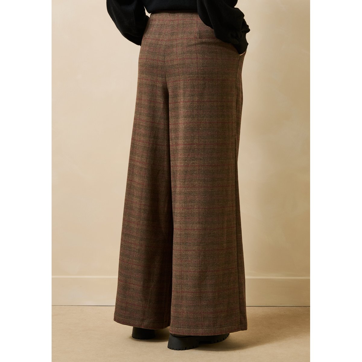 Pantalon large à carreaux rouille, LA FEE MARABOUTEE
