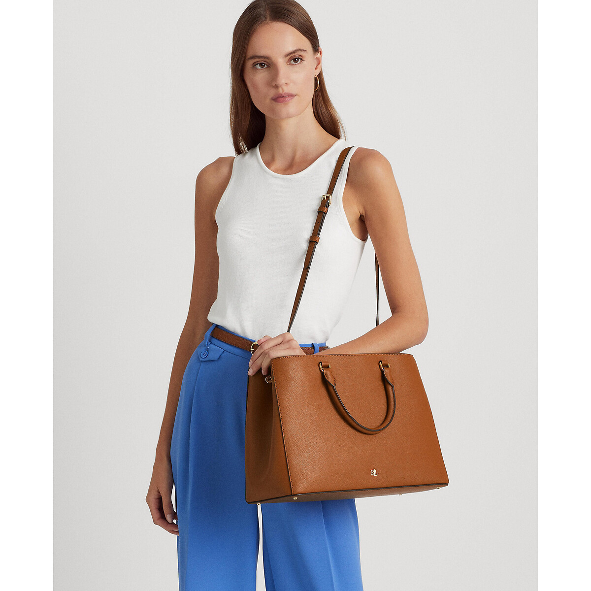 Sac à main en cuir texturé HANNA camel, LAUREN RALPH LAUREN