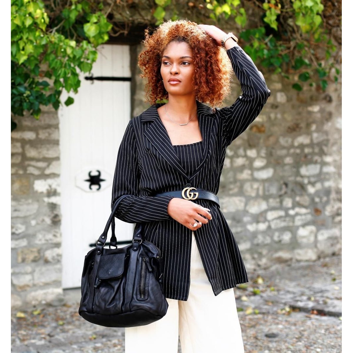 Sac à main en cuir souple vintage italien MISS MY Noir noir, OH MY BAG