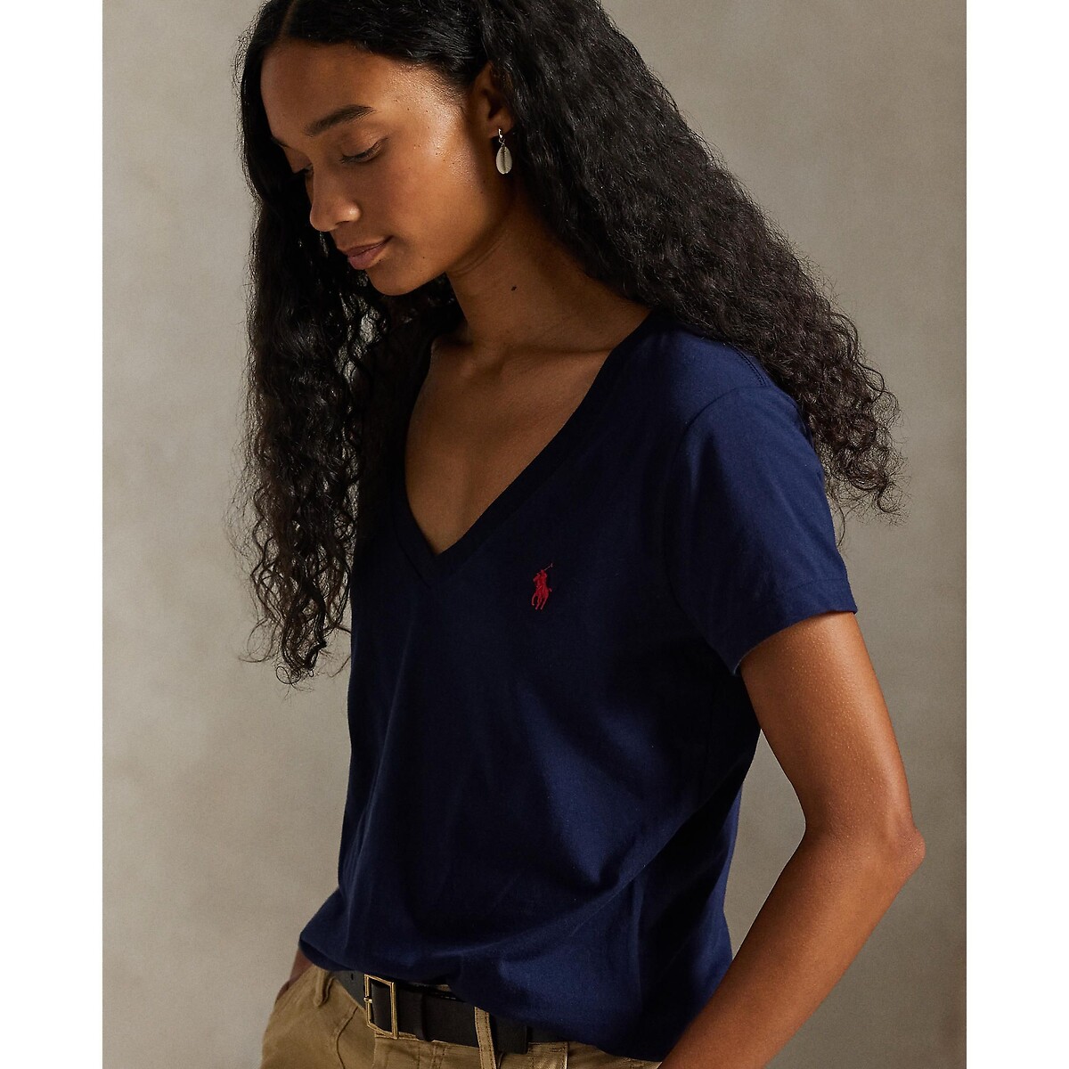 T-shirt col V à manches courtes marine, POLO RALPH LAUREN