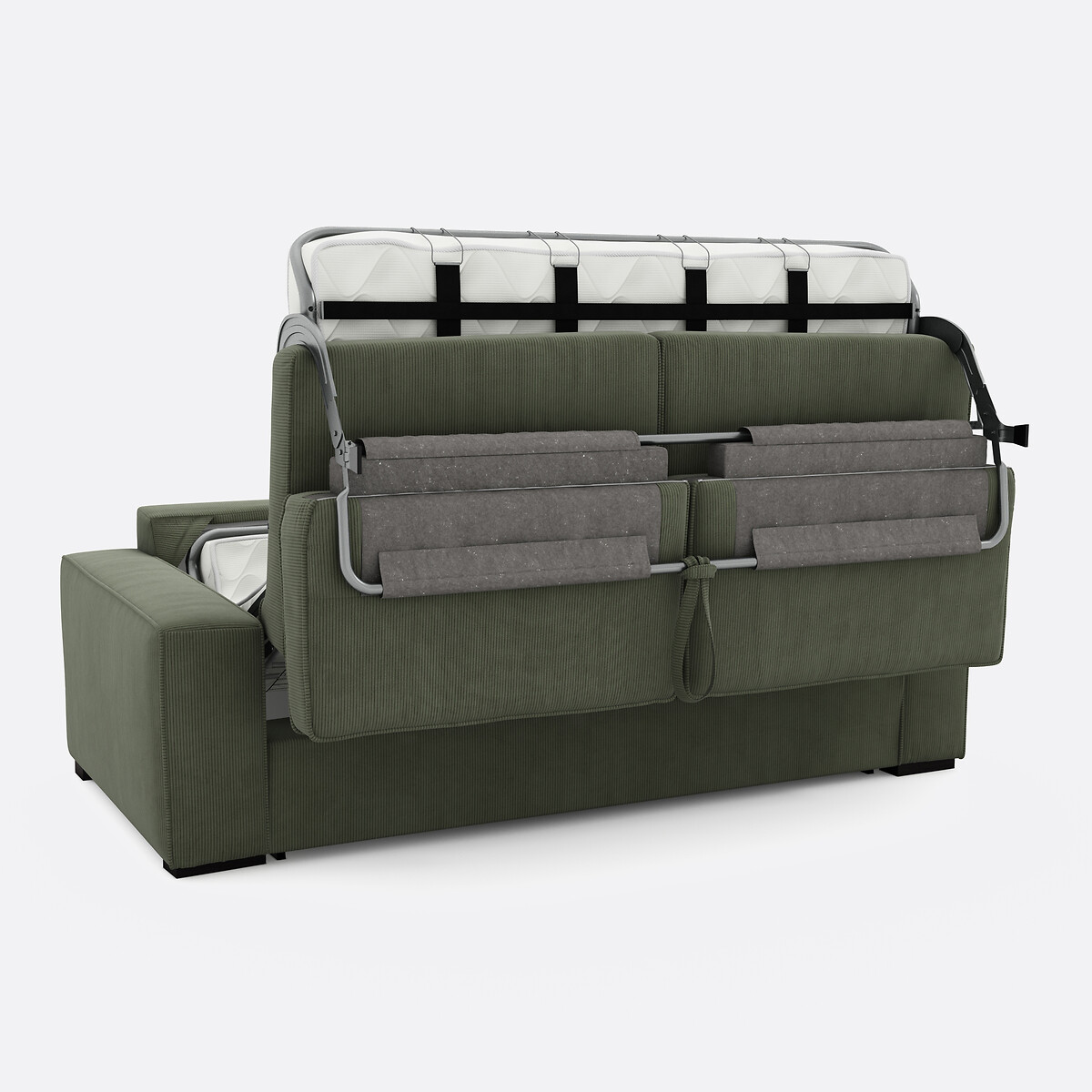 Canapé convertible, Comfort Bultex®, en velours cotelé fines cotes, CECILIA vert, LA REDOUTE INTERIEURS