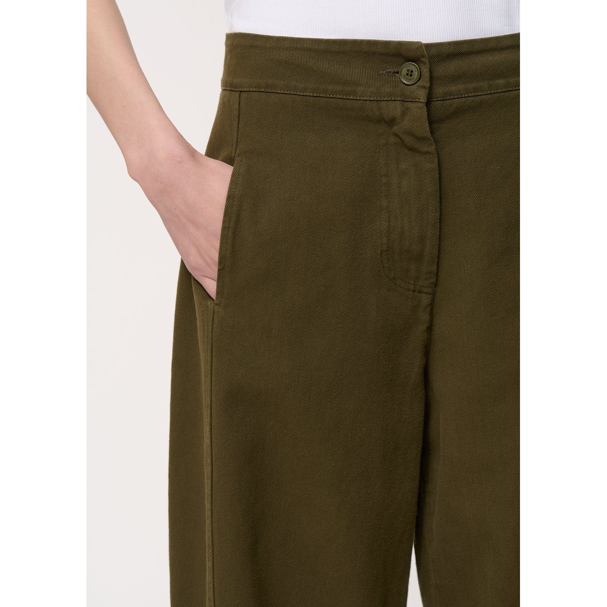 Pantalon barrel en coton taille haute militaire, HUMILITY