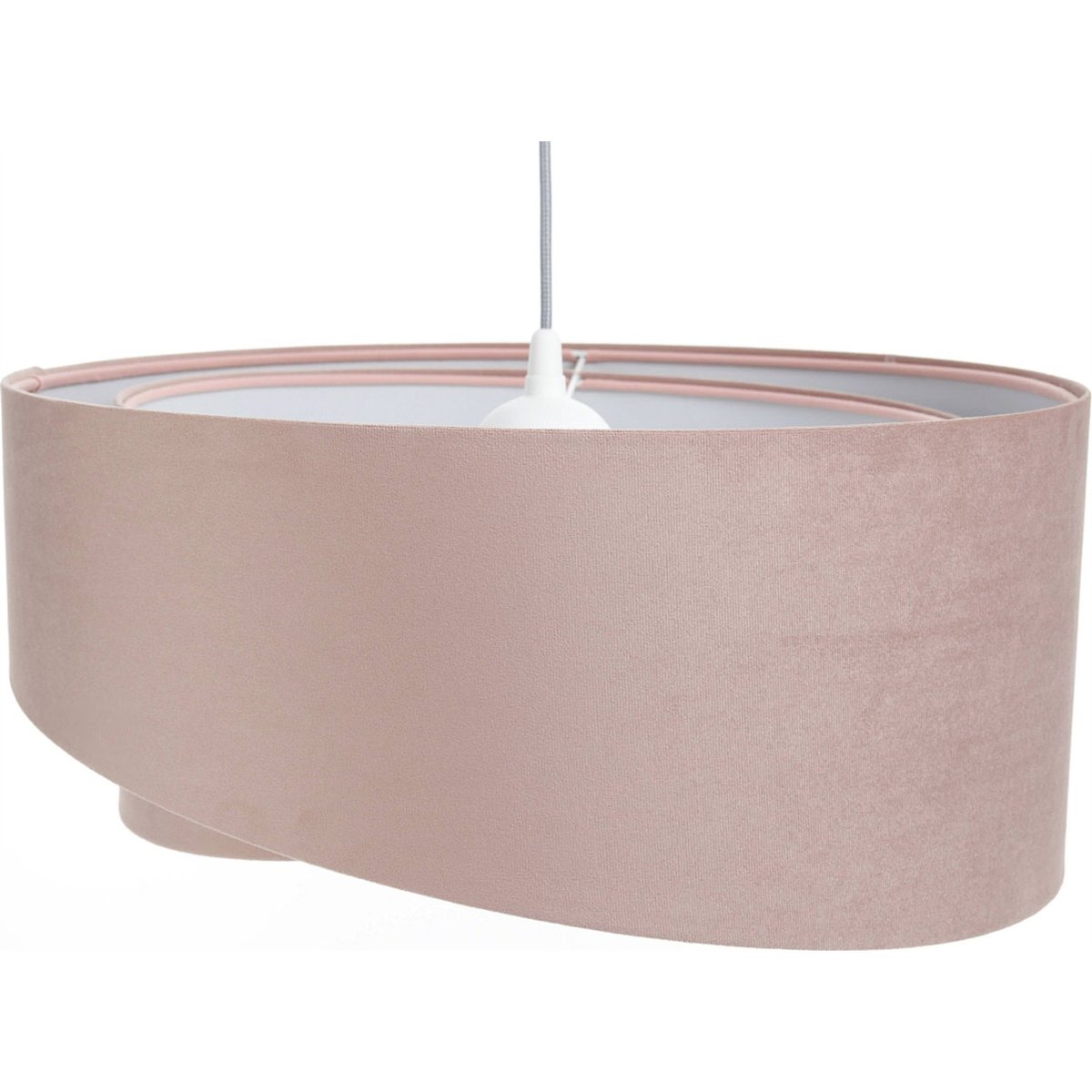 Suspension ronde en velours Jasmin bebe rose poudré et gris clair, BPS KONCEPT