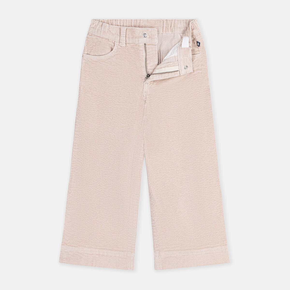 Pantalon flare en velours beige, PETIT BATEAU
