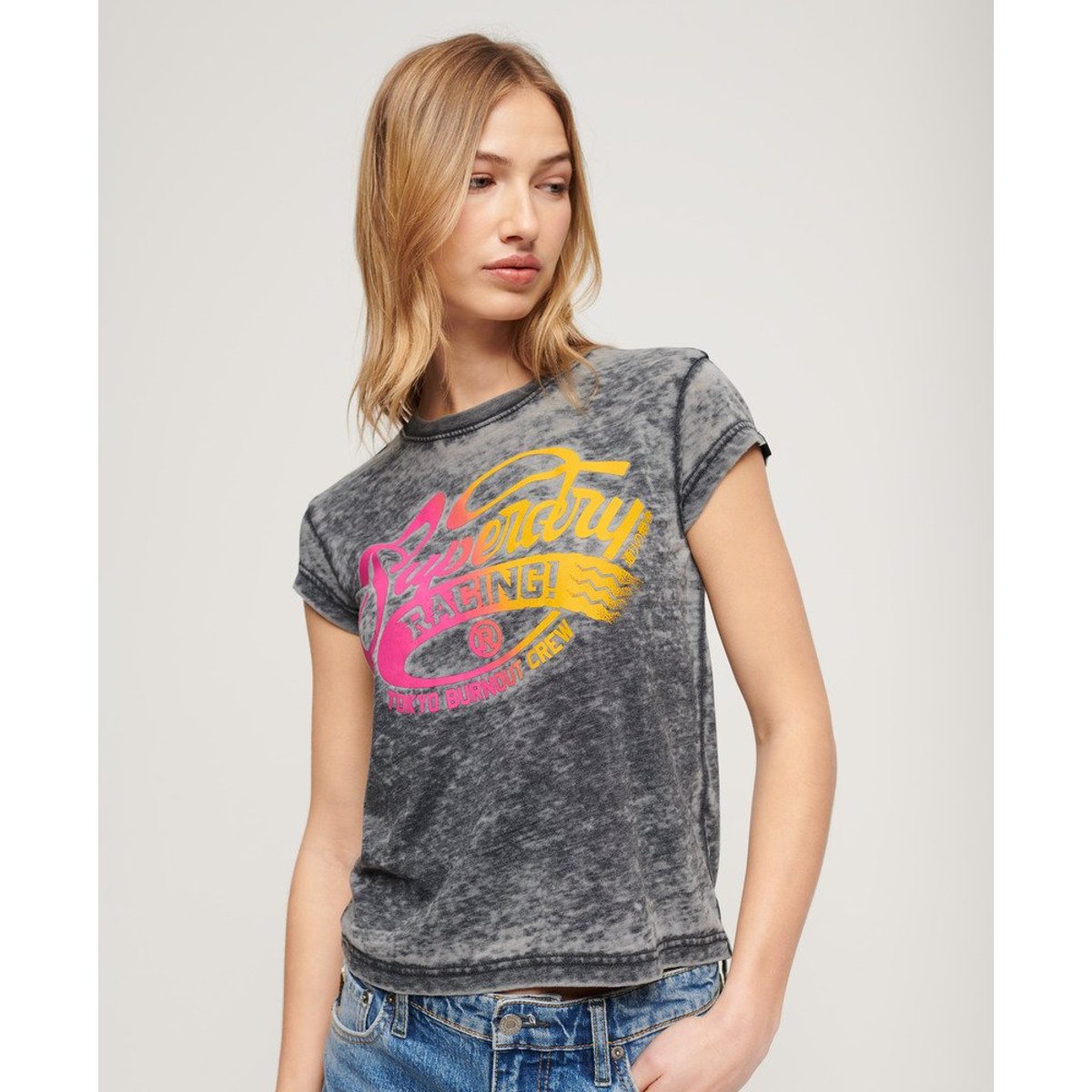 T-shirt à manches courtes Fade Rock Graphic noir de jais, SUPERDRY