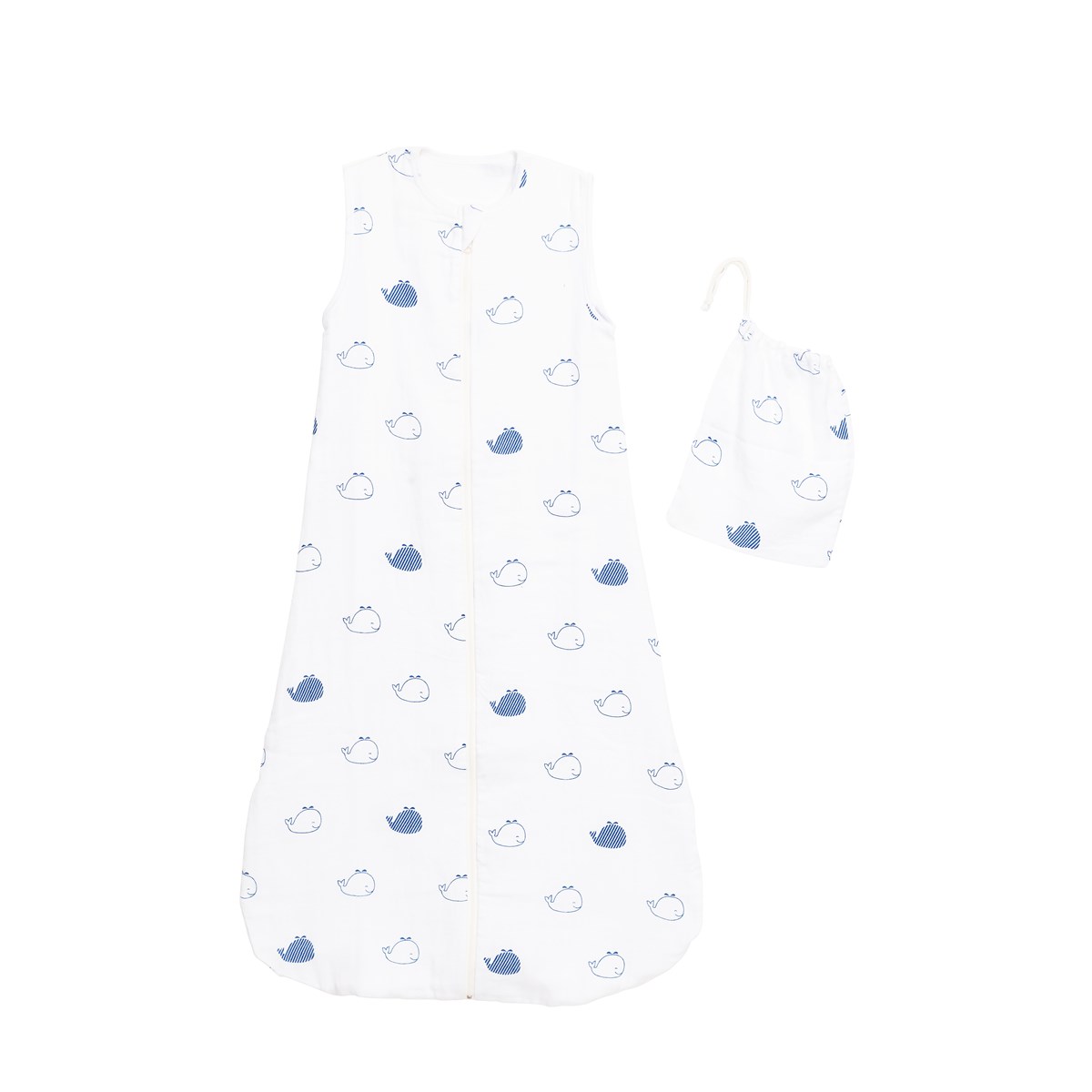 Gigoteuse en coton bio blanc/bleu, SAUTHON