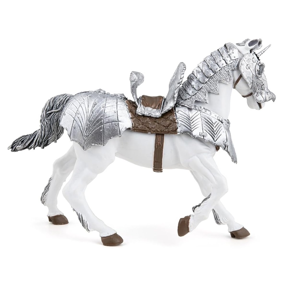 Figurine Cheval en armure gris, PAPO