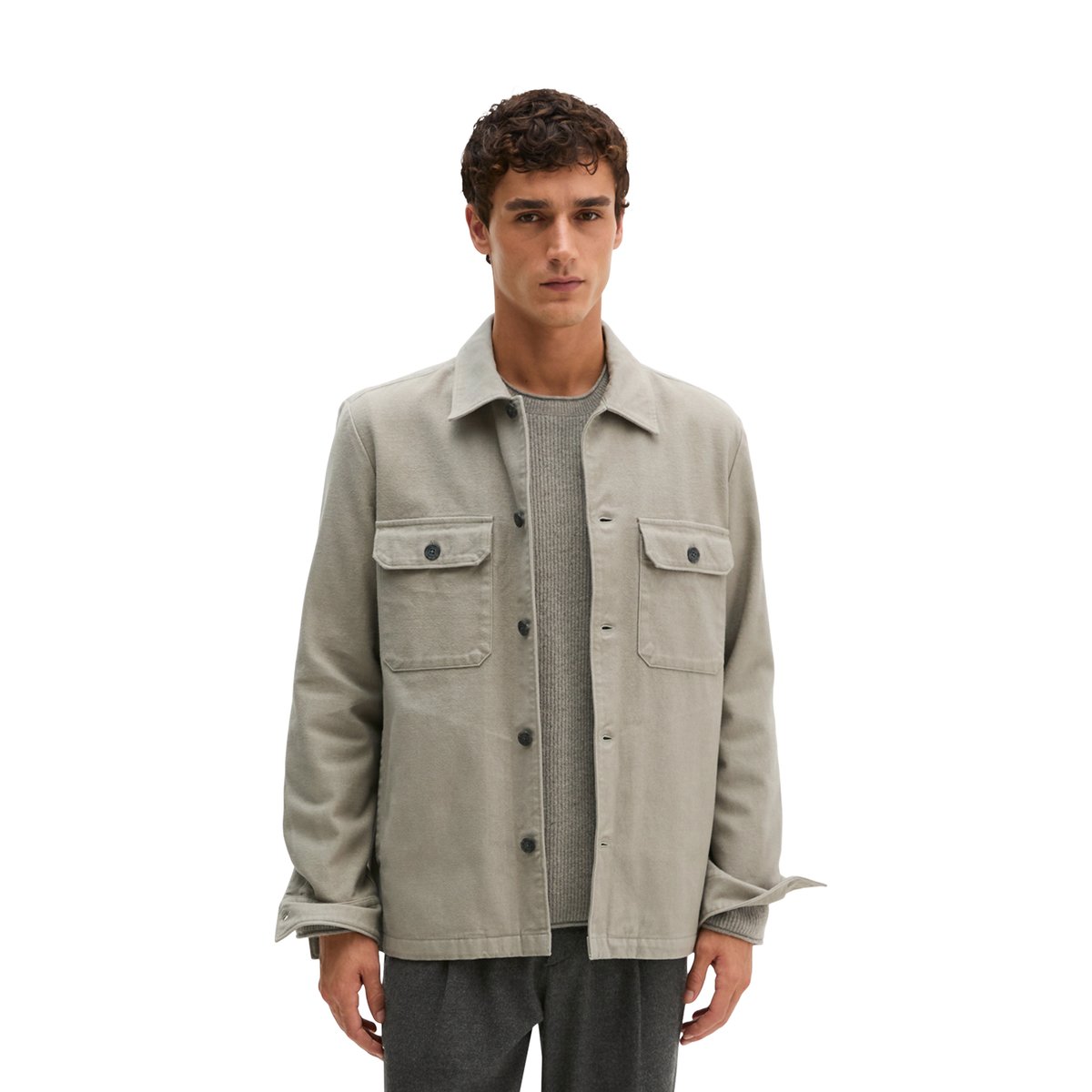 Surchemise en sergé de coton bio bicolore marron, MARC O'POLO