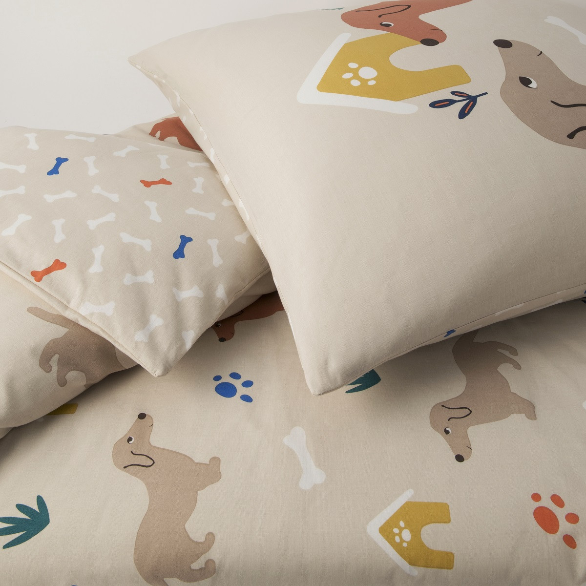 Parure de lit enfant chien teckel réversible MEDOR blanc, FUTURE HOME