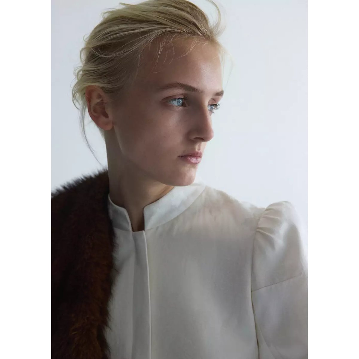 Veste jacquard à col officier écru, MANGO