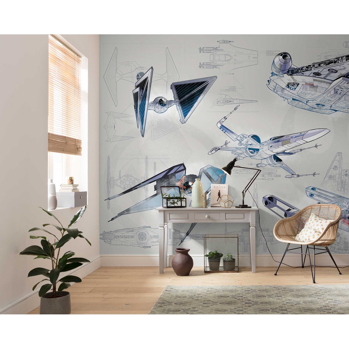 Papier peint Komar - Star Wars Blueprint Light - 400 x 280 cm bleu, HEXOA