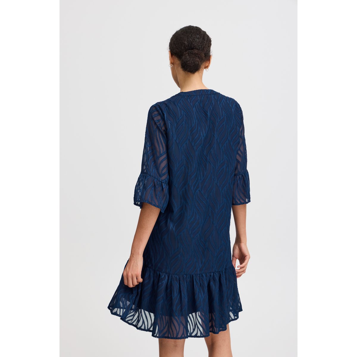 Robe coupe ample, manches 3/4, longueur genou bleu navy blazer, B.YOUNG
