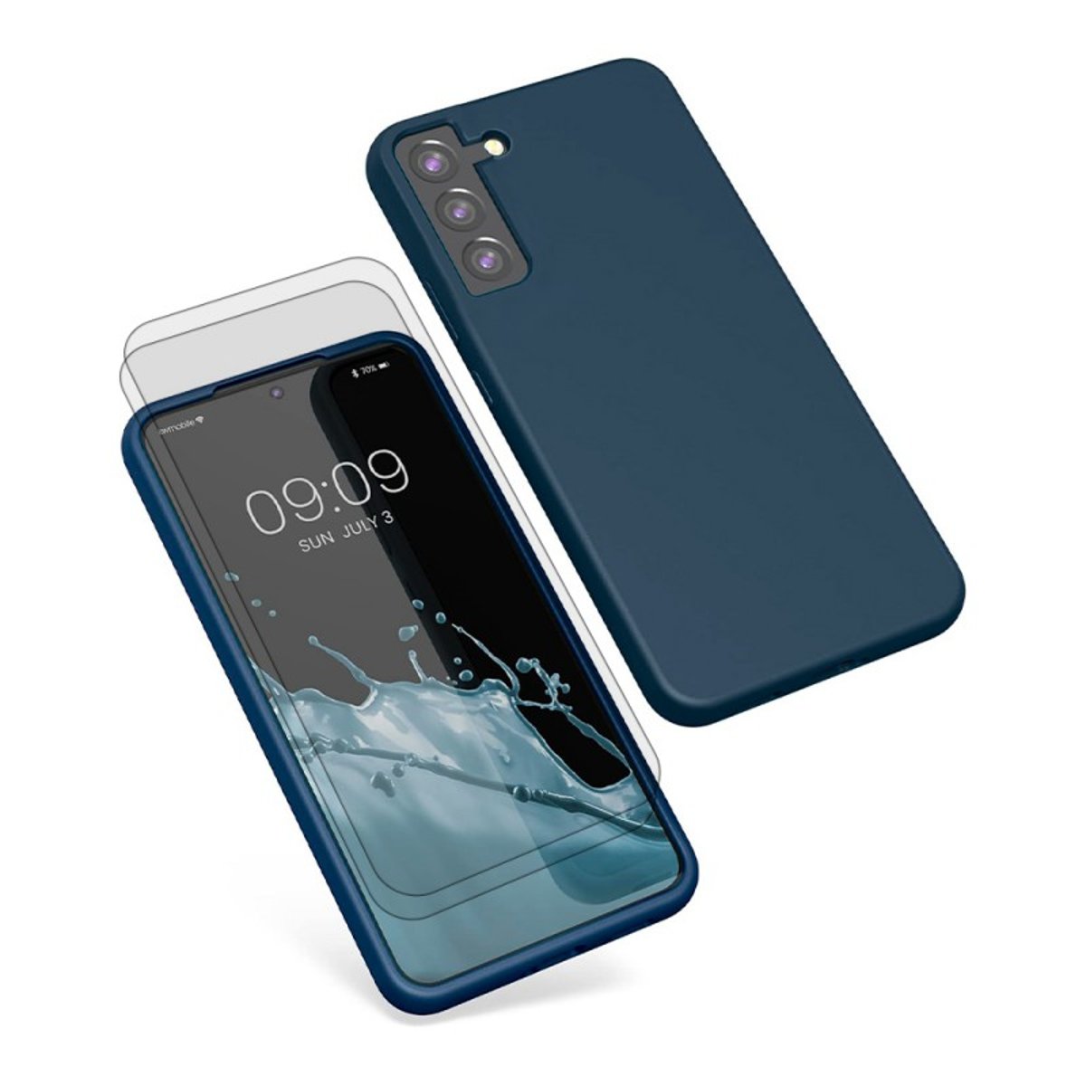 Coque Galaxy S22 Plus 5g antichoc + 2 vitres bleu, EVETANE