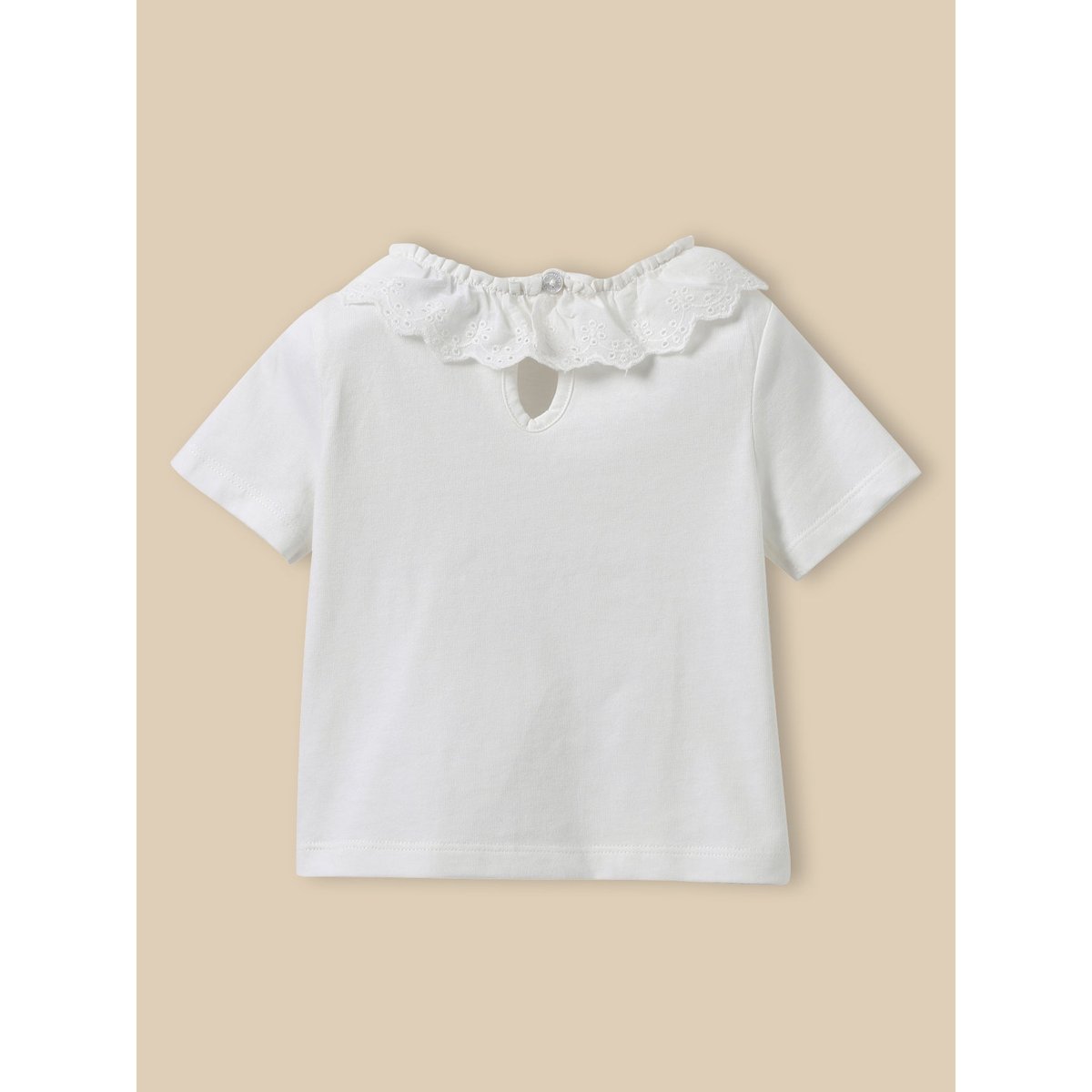 T-shirt col raffiné - coton biologique blanc doux, CYRILLUS