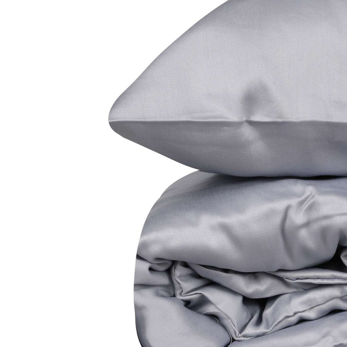 Parure housse de couette satin de coton unie, Elegant gris, C DESIGN HOME TEXTILE