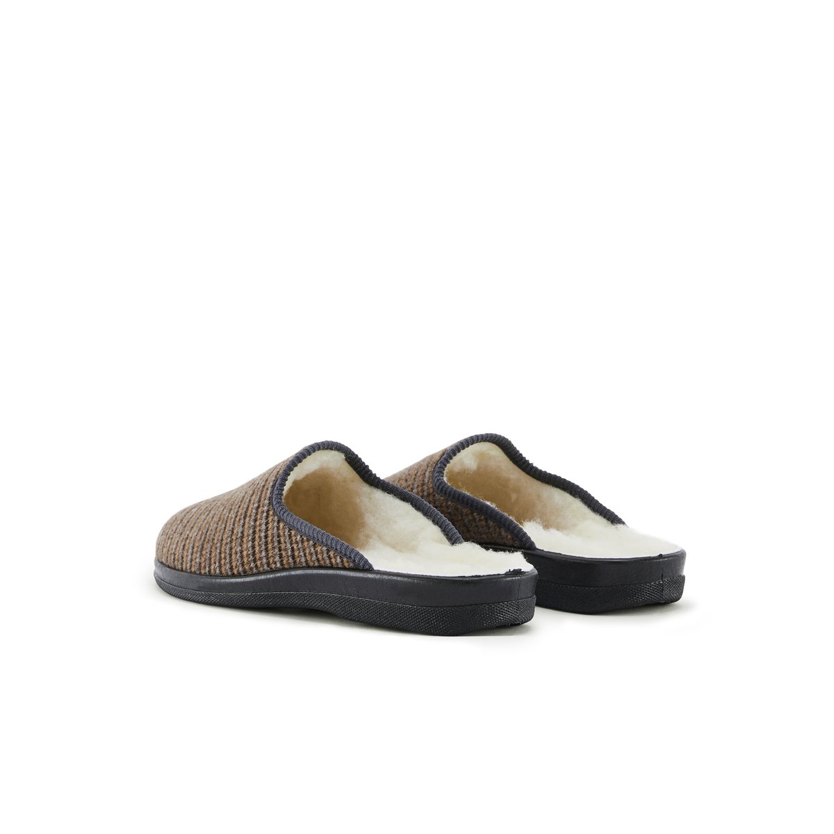 Mules mixtes fourrées pied-de-poule beige, PEDICONFORT