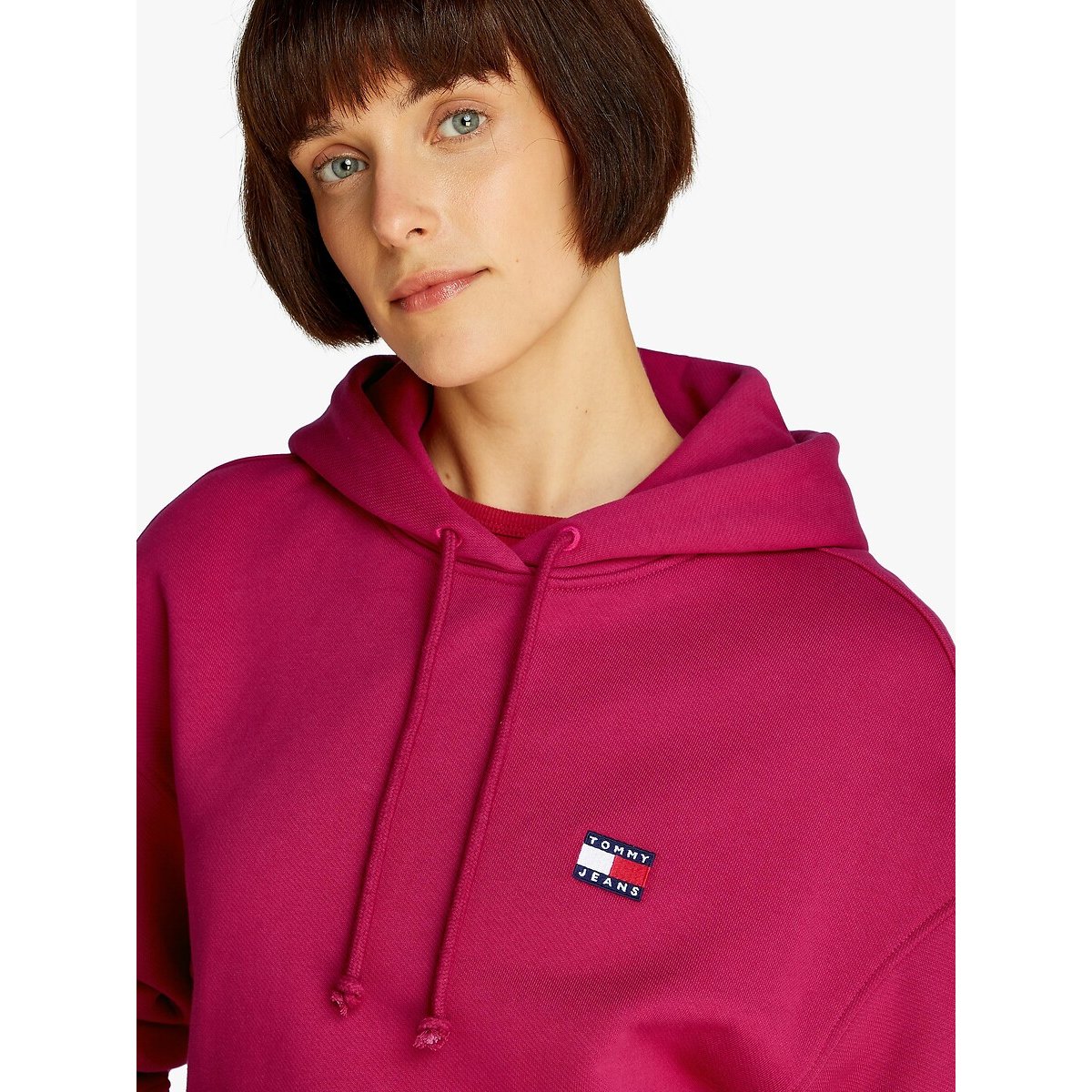 Sweat à capuche en molleton bordeaux, TOMMY JEANS