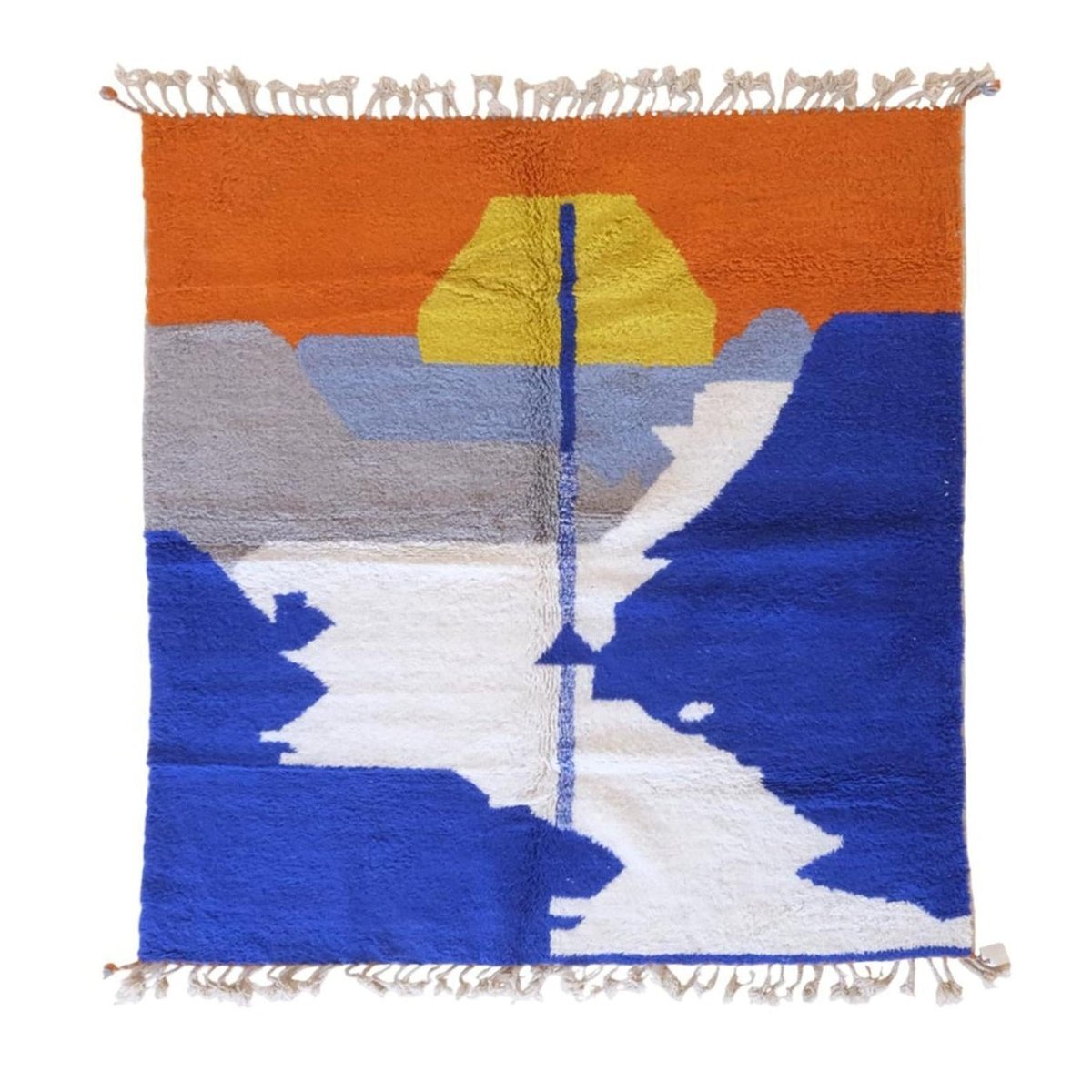 Tapis de laine abstrait marocain 173 x 278 cm bleu naturel, AFK LIVING
