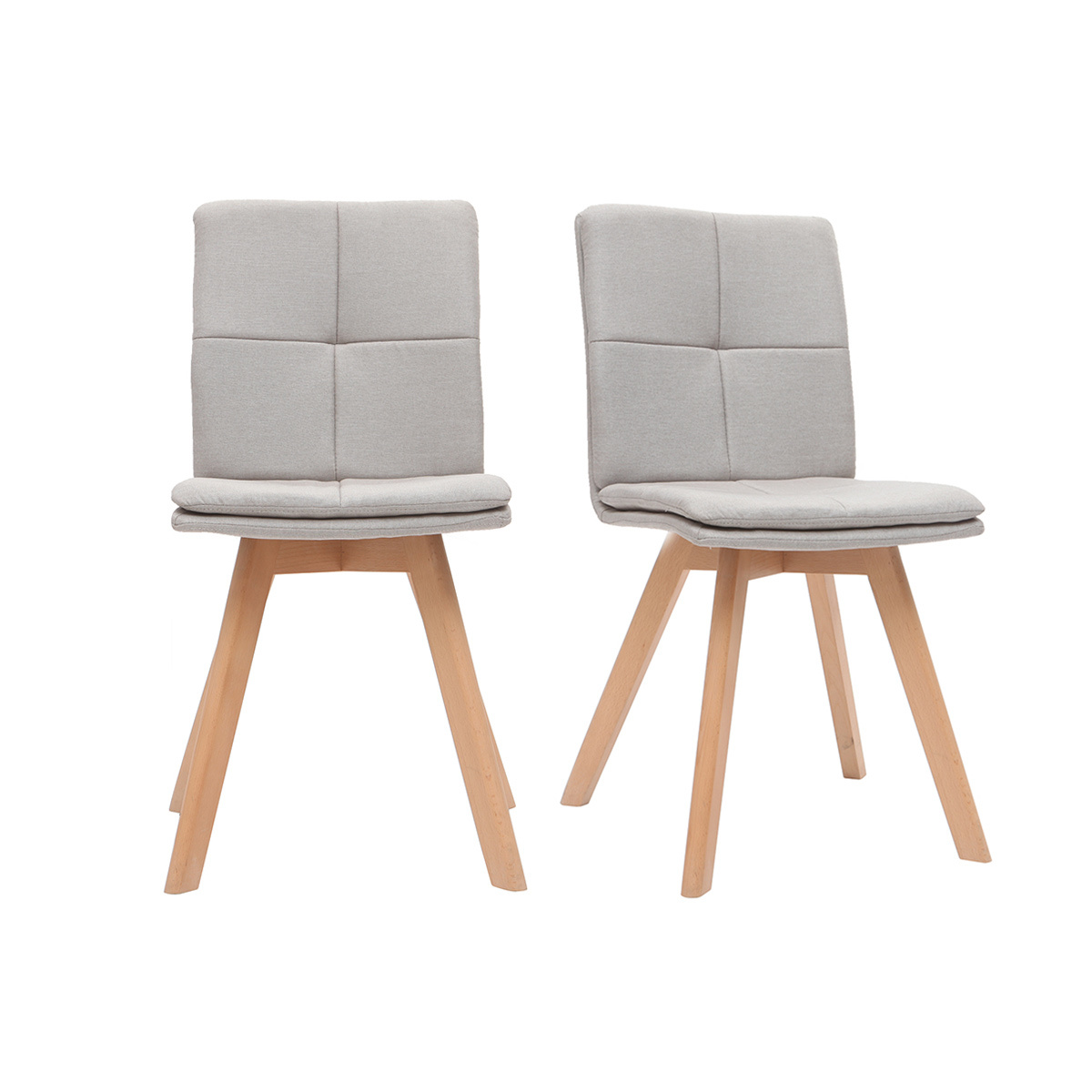 Chaises scandinaves en tissu et bois (lot de 2) THEA naturel, MILIBOO