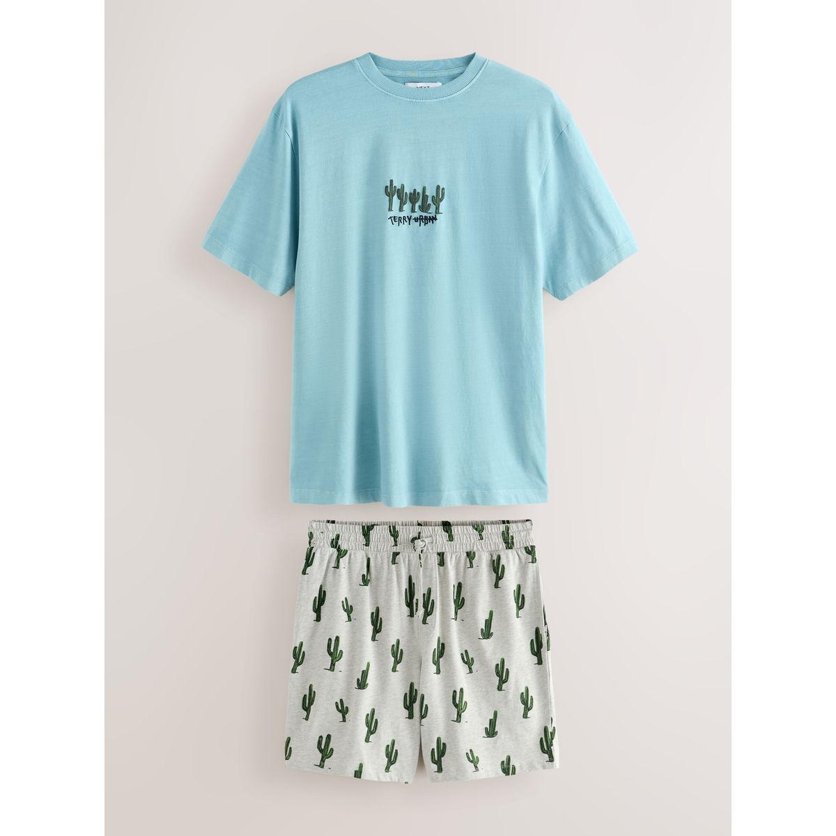 Pyjama à manches courtes en tissu terry bleu/gris, NEXT