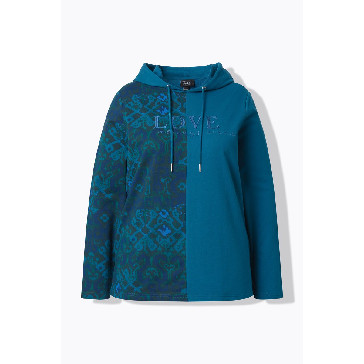 Sweat-shirt à capuche et manches longues pétrol, ULLA POPKEN