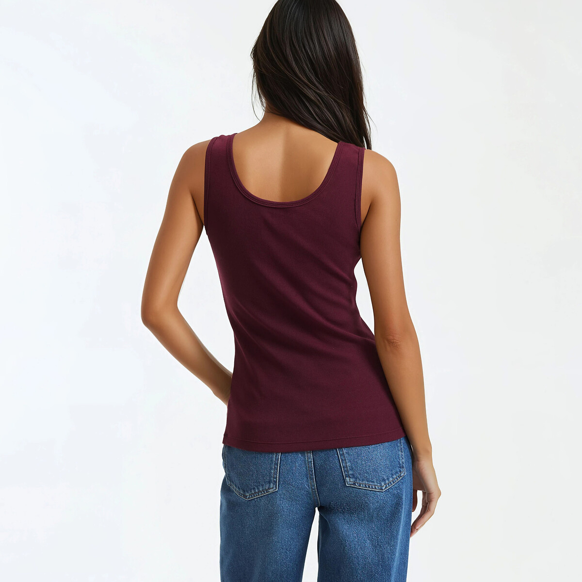 Vest with Grandad Collar and Wide Straps purple/plum, LA REDOUTE COLLECTIONS