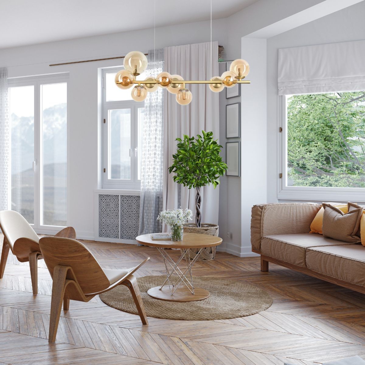 Suspension PERLAGE orange, IDEAL LUX