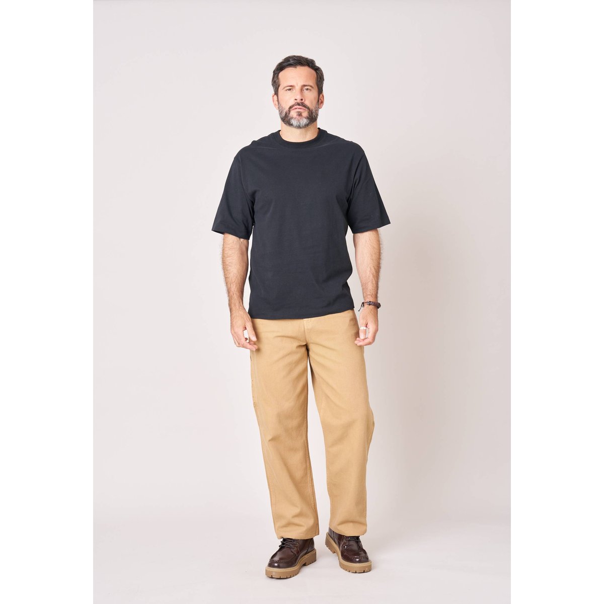 Pantalon baggy homme en toile 100% coton JADEL camel, DEELUXE