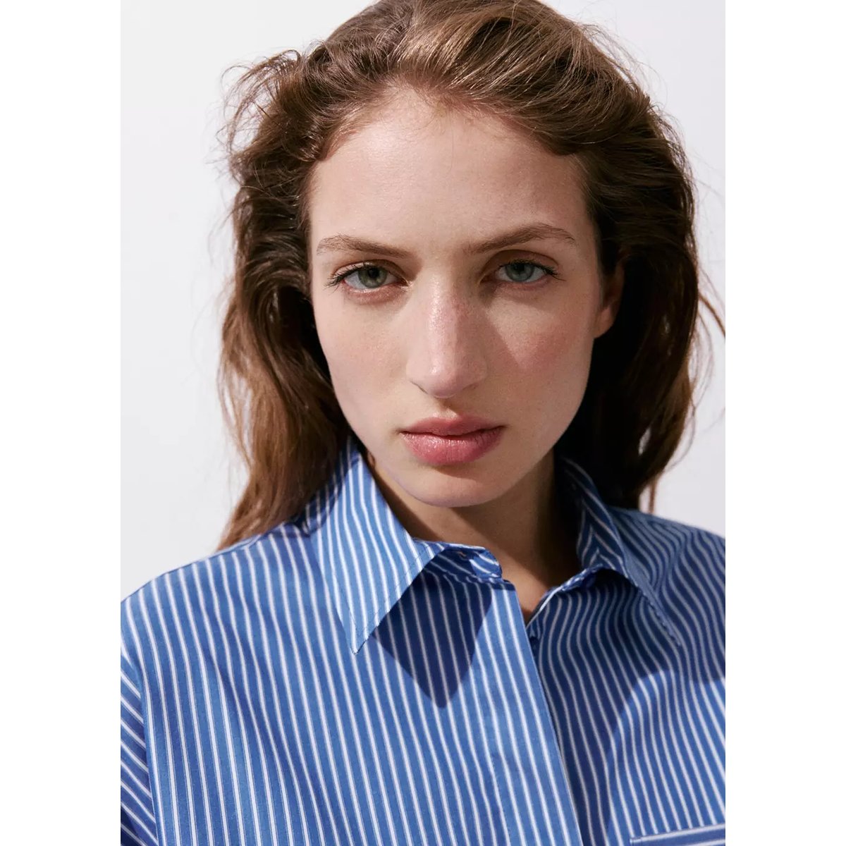 Chemise rayée poche bleu, MANGO