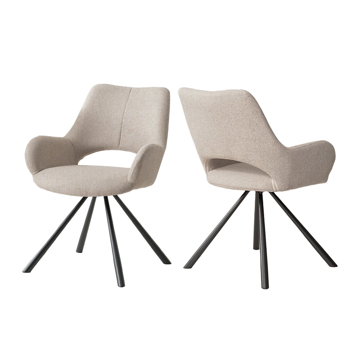 Lot de 2 chaises de salle à manger style scandinave, BETH kaki, MEUBLES COSY