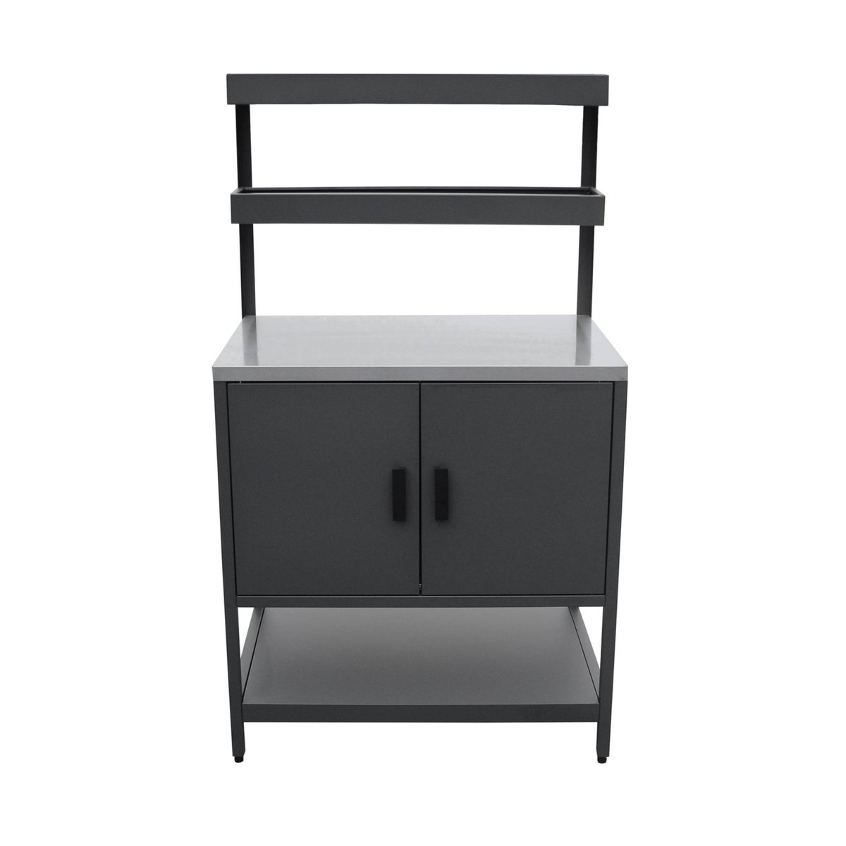 Cuisine d'extérieure 5 modules avec barbecue charbon de bois sur pieds, 2 étagères et thermomètre NAXOS BARBECUE CHARBON + 5 MODULES noir, SWEEEK