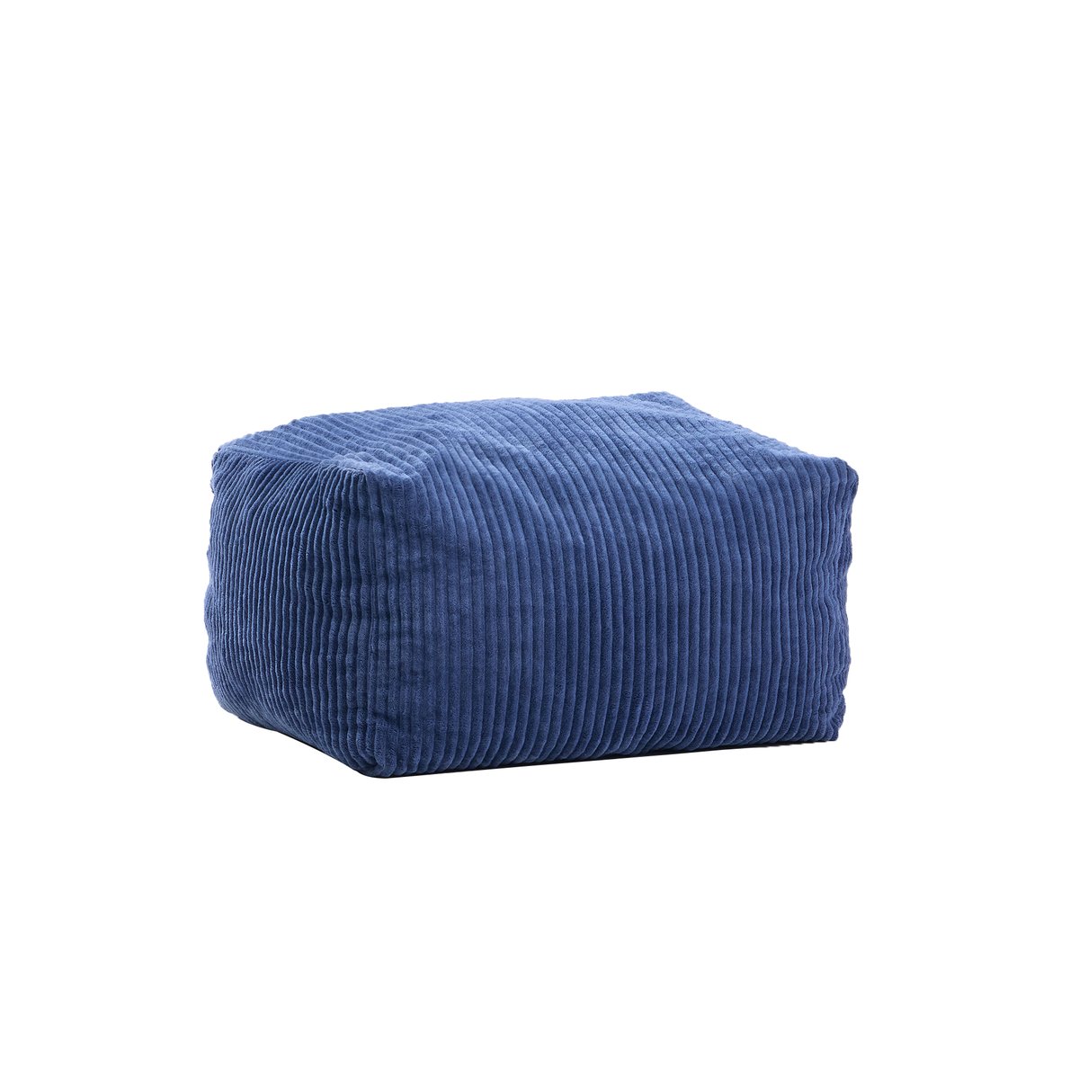 Pouf de salon et repose pieds, velours côtelé, SABY bleu, NORDLYS