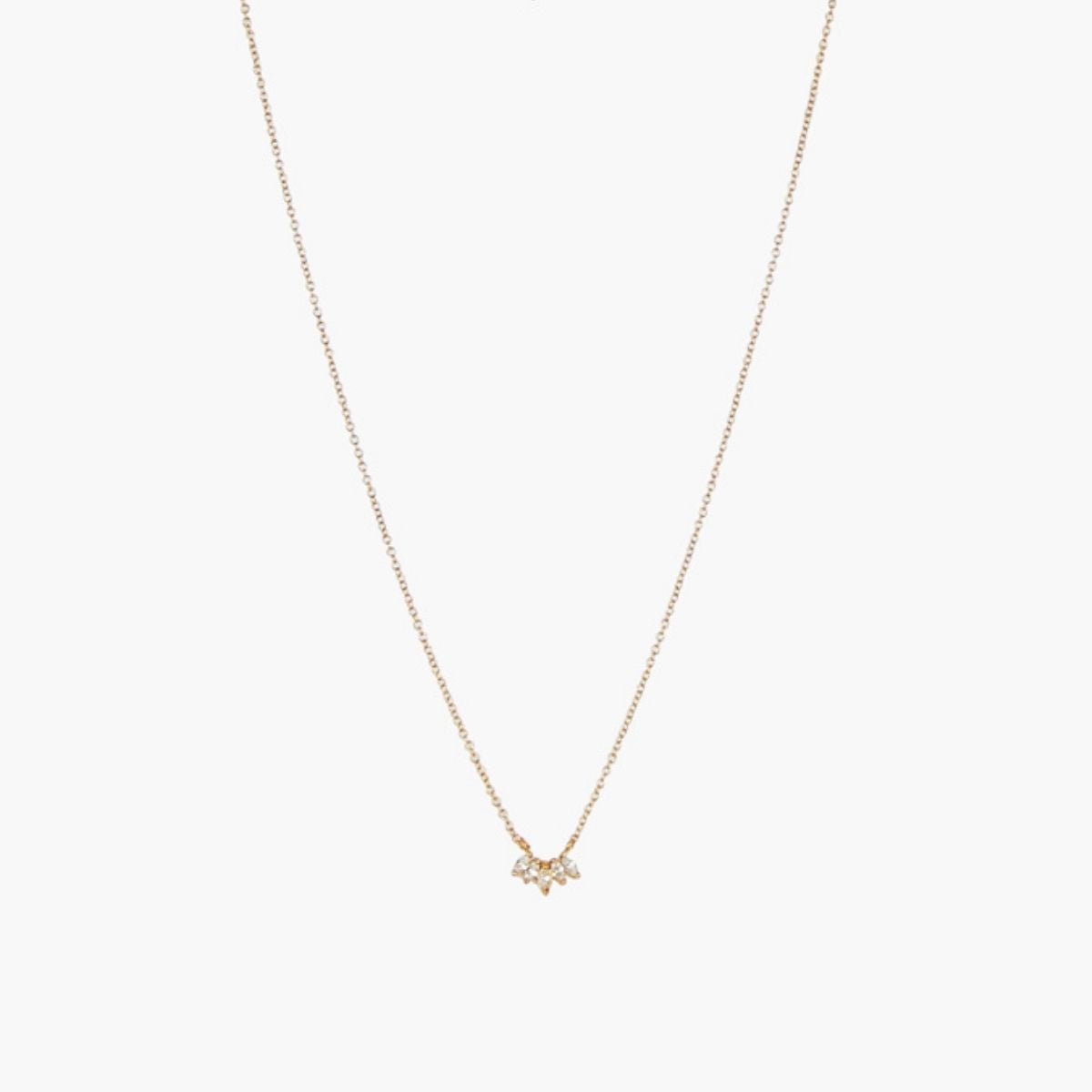 Collier pendentif pétales de zircon - argent garanti 925 doré, BALABOOSTE