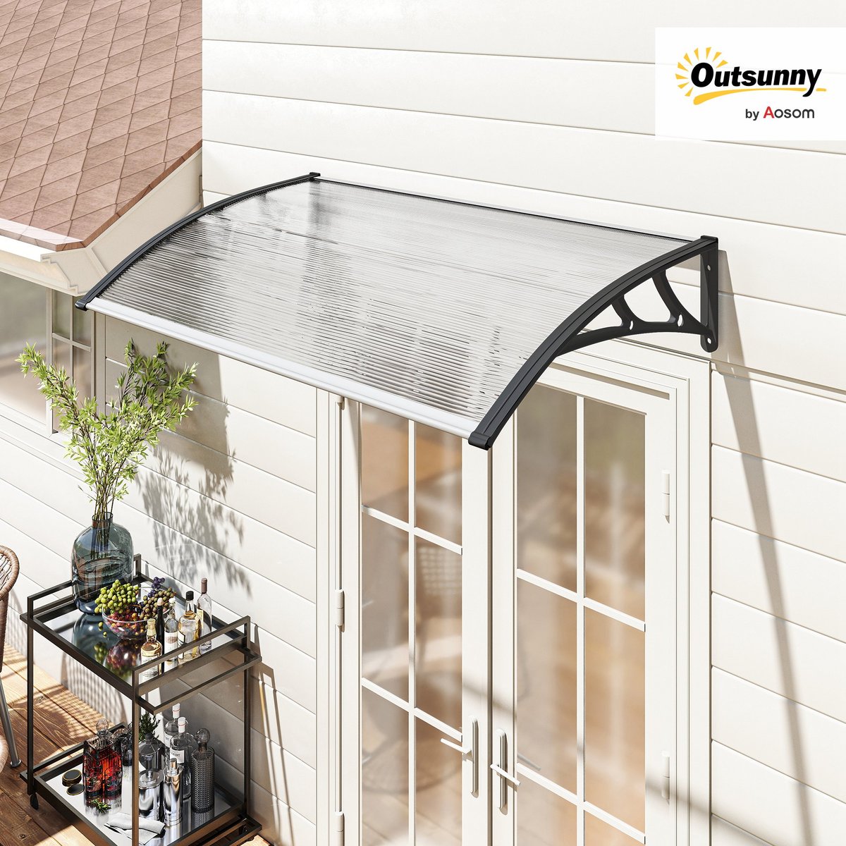 Auvent de porte Polycarbonate Transparent transparent, OUTSUNNY