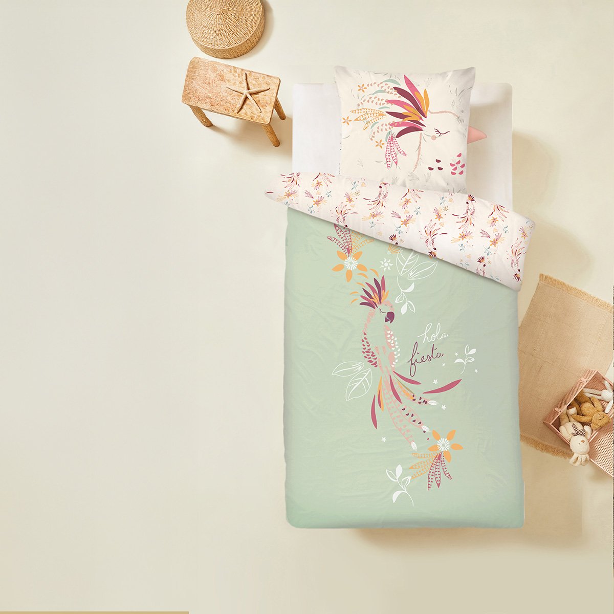 Housse de couette enfant + taie d'oreiller Fiesta vert, PETIT BEGUIN