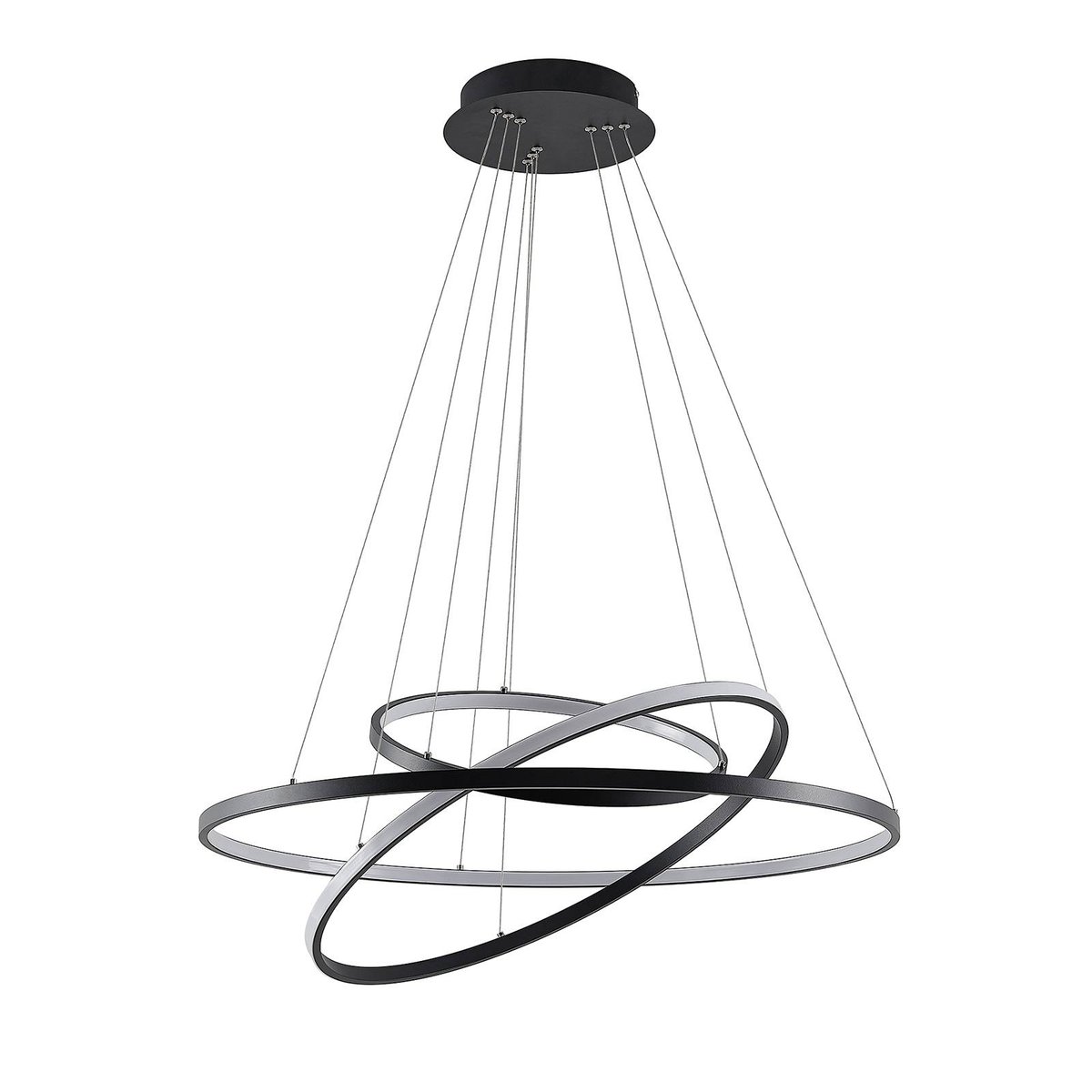 Suspension en métal moderneLED, Ezana noir mat, blanc, LUCANDE