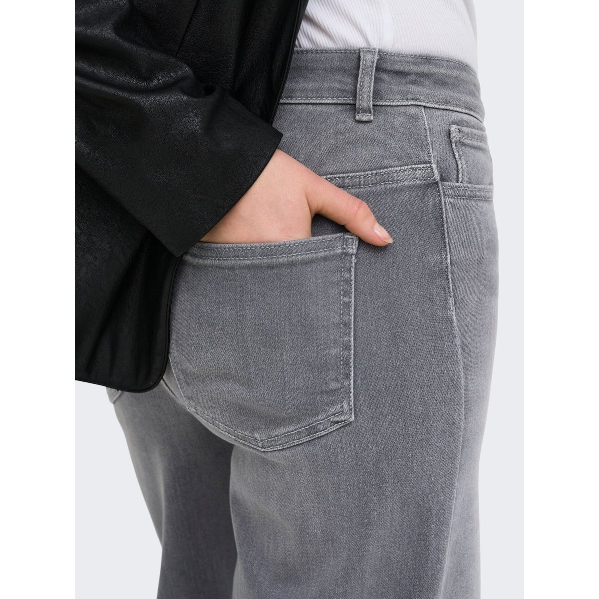 Jean À Jambe Large light grey denim, ONLY