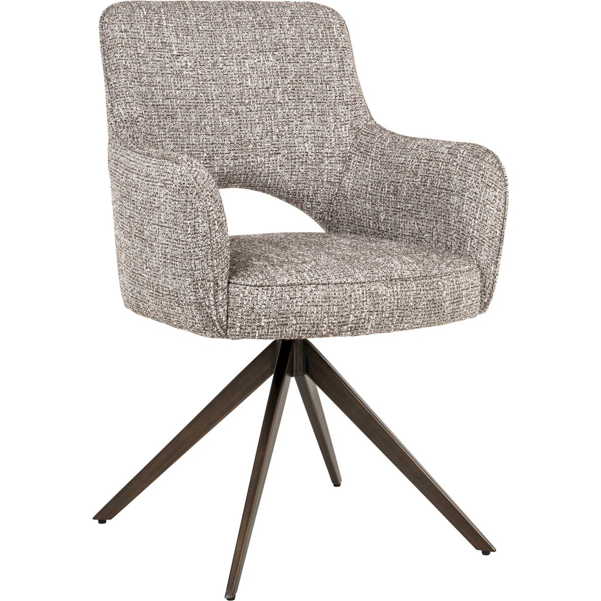 Chaise pivotante en tissu avec accoudoirs tweed terre chaleureux, RECOLLECTION