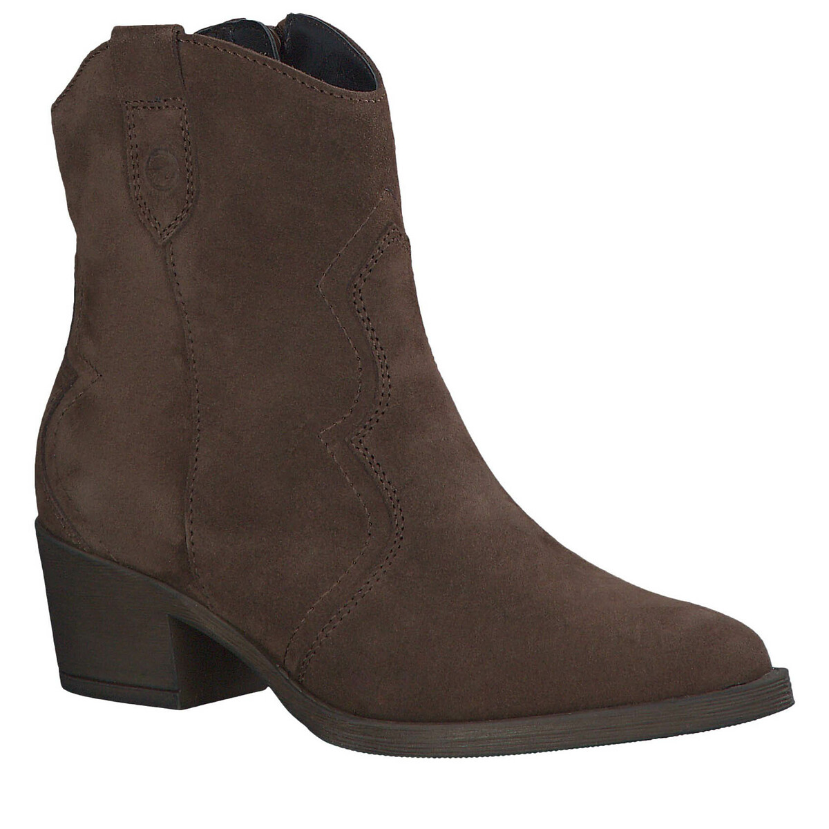 Leather Cowboy Ankle Boots dark brown, TAMARIS