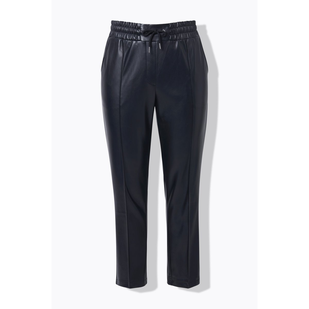 Pantalon 7/8 en similicuir. Passepoils et noir, ULLA POPKEN