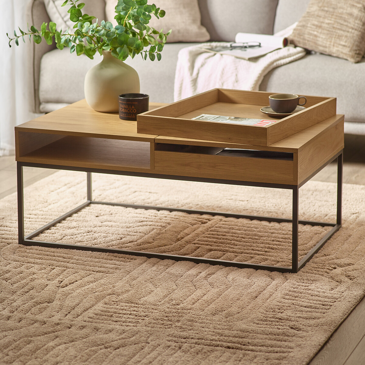 Kael Rectangular Storage Coffee Table oak, SO'HOME