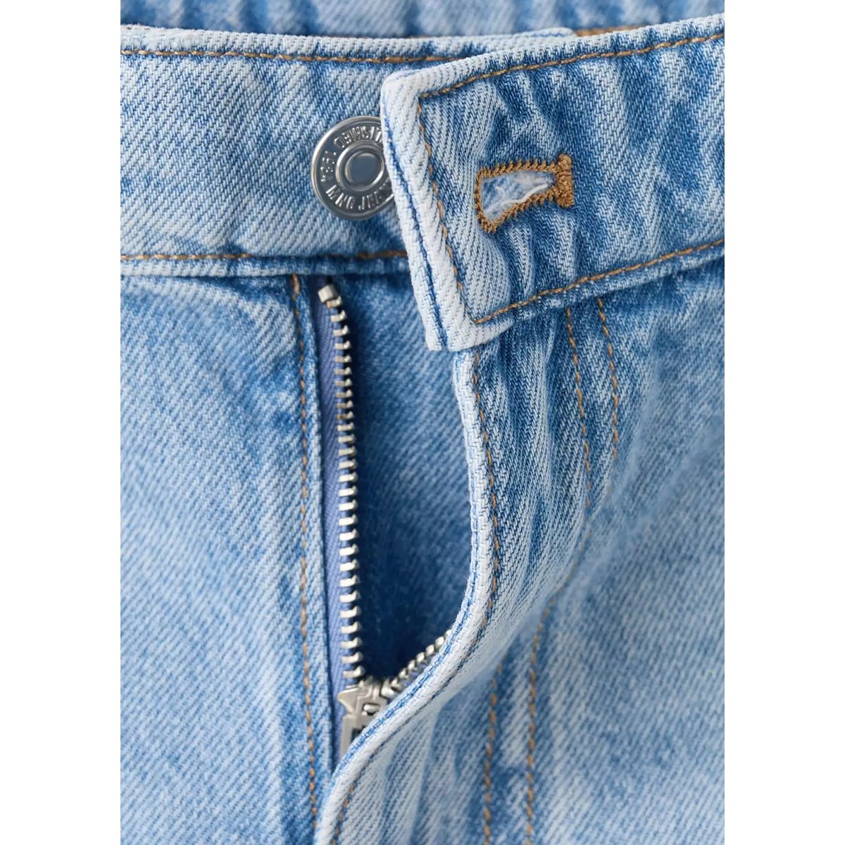 Bermudas en denim coupe droite taille basse bleu moyen, MANGO