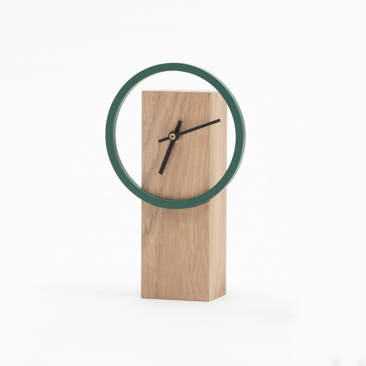 Horloge à poser Cyclock en bois massif vert selestat & bois clair, DRUGEOT MANUFACTURE
