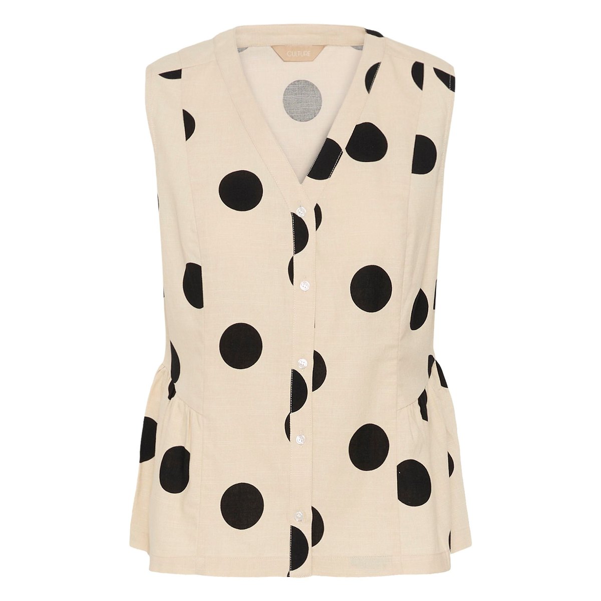 Blouse sans manches beige whitecap/black dot, CULTURE